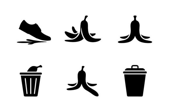 Banana Peel Slip Vector Silhouette Set for Crafts and Graphics