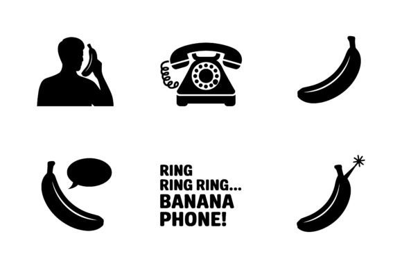 Banana Phone Vector Silhouette Set for Creative Graphics