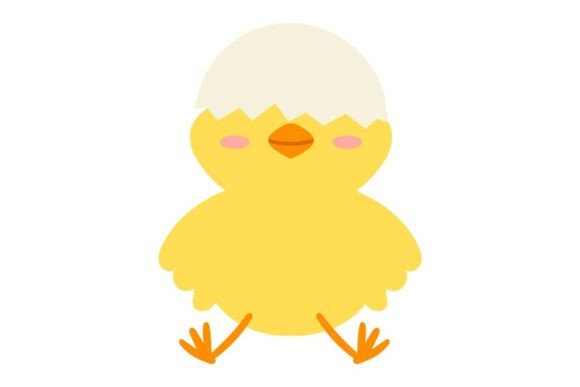 Chick with Eggshell Hat Graphics for Crafts