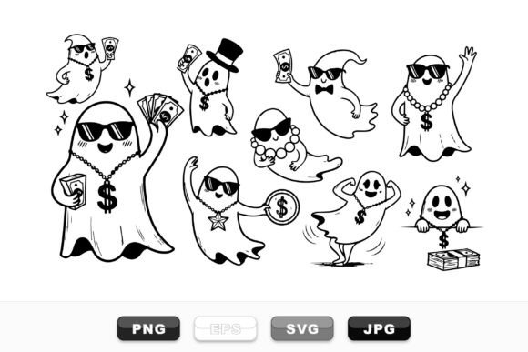 Cool Money Ghosts Clipart Set for Crafts and Graphics