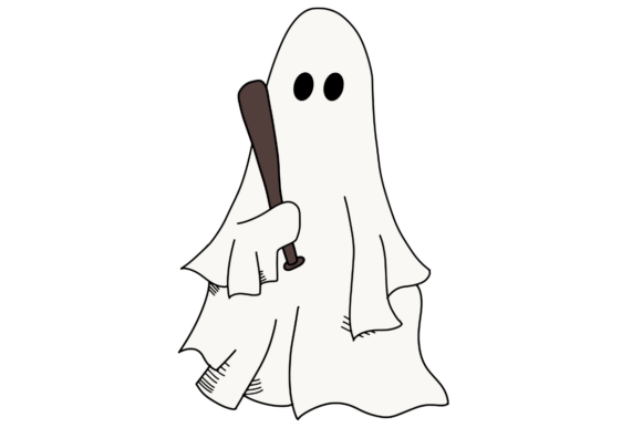 Ghost with Baseball Bat Graphics for Crafts