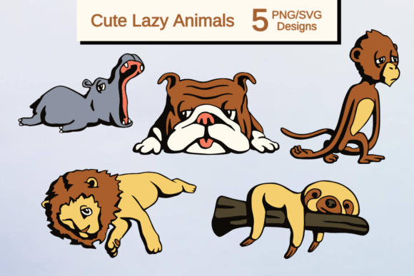 Lazy Animals Collection: Playful Graphics for Local Business Branding