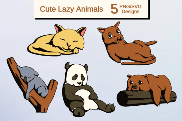 Lazy Animals Set: A Playful Graphic Asset for Local Business Branding