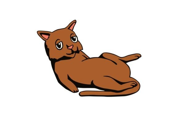 Lazy Brown Cat: A Playful Graphic Asset for Crafts and Website Design