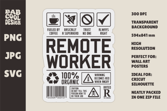Remote Worker WFH Poster - A Graphic Design Asset for Crafts