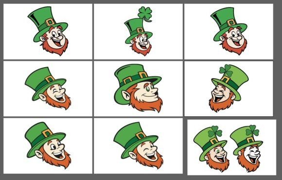 St Patrick’s Day Leprechaun Faces SVG T-
