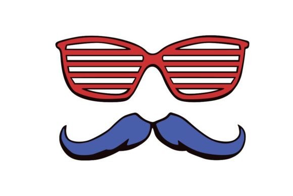 USA Party Glasses Mustache Graphics for Crafts